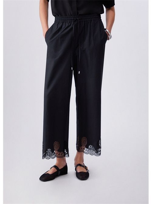 Pantaloni con ricami traforati LIU JO | UA6298D0338/22222